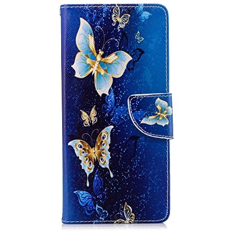Samsung A03 Phone Case, Flip Shockproof PU Leather Wallet Cases with Stand Magnetic Card Holder Gel TPU Silicone Bumper Folio Slim Protective Cover for Samsung Galaxy A03 Blue Butterfly Cover