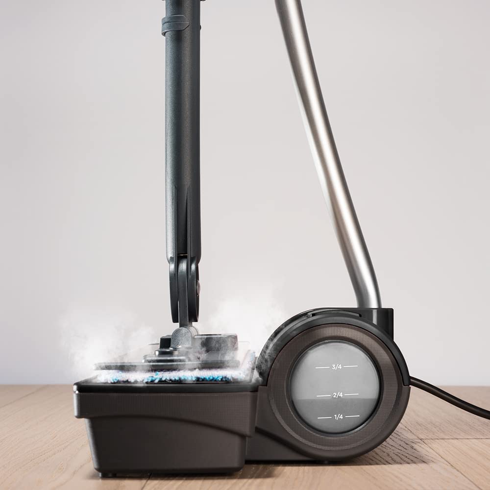 Polti Moppy Black Premium, Mopa a Vapor Sin Cable, para todos los Suelos y Superficies Verticales Lavables, Potencia 1500 W, Capacidad Depósito 0,7 L, Paños Incluidos, Negro