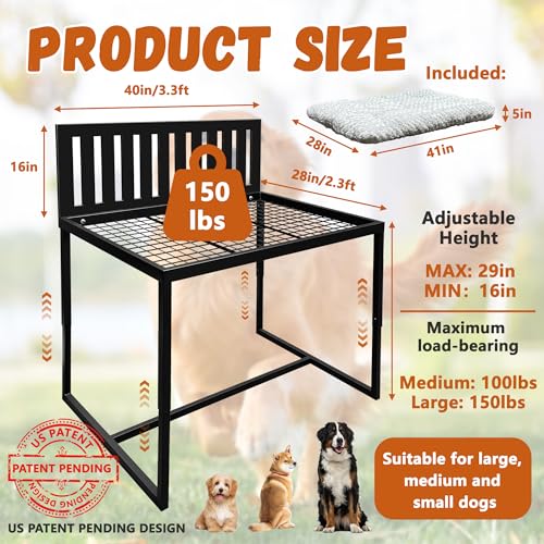 Beside Dog Bunk Beds for Large Dogs,Metal Dogs Bed Frame with Removable Cushion - Large - Image 4
