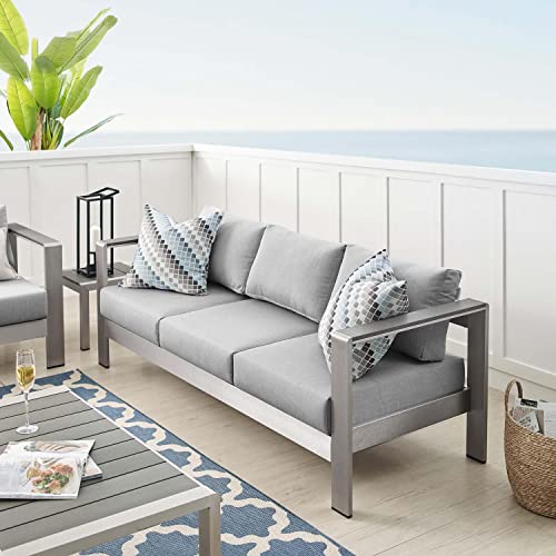 Modway Shore Eei-4228-Slv-Gryshore Sunbrella Patio Sofa In Silver Gray, 27.5 X 76.5 X 24.5 #TOP14