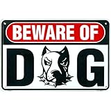 Tags America Beware of Dog Sign, Metal Pitbull Guard Dog Warning Sign, 8 x 12 Inch Rust Free Aluminum, Easy Mount On Fence Or Gate