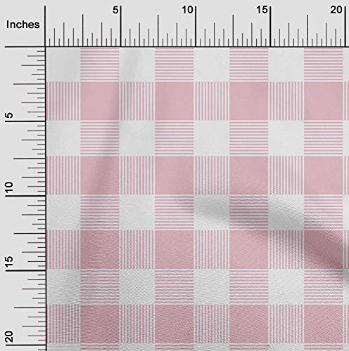 oneOone Viscose Jersey Pastel Pink Fabric Gingham Check Sewing Craft Projects Fabric Prints By Yard 60 Inches Wide