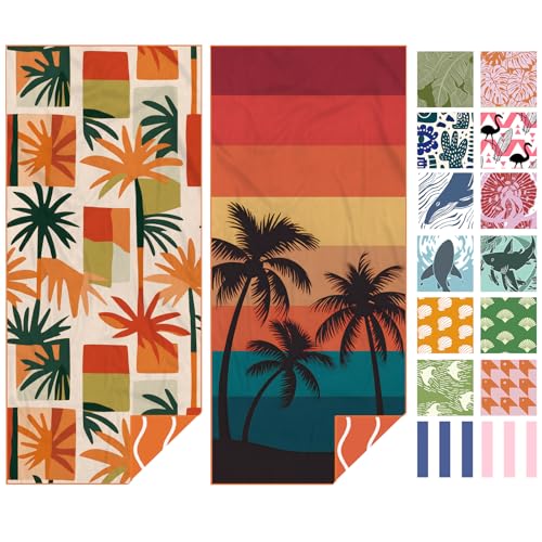 2 Pack Microfiber Beach Towel, Quick Dry Travel...