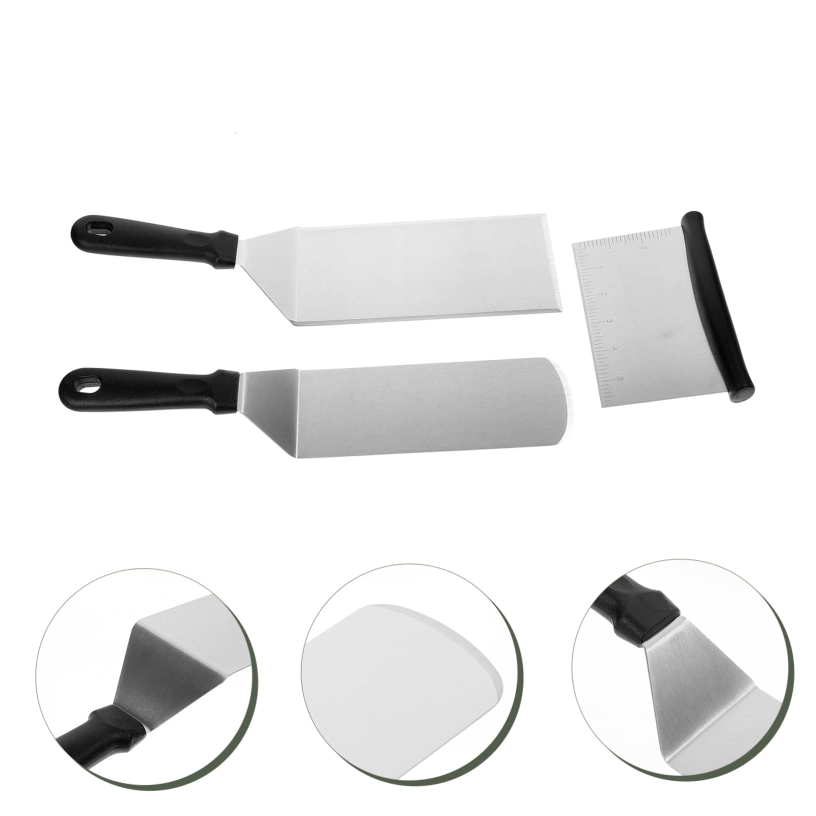 Spatola per Bistecche e Pala in Acciaio Inox Set 3 Pezzi Manico in Plastica Resistente per Cucina e Barbecue Utensili da Cucina Multifunzione per Friggere e Girare Alimenti