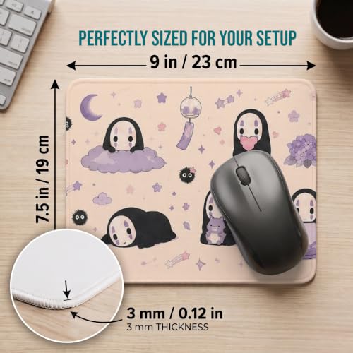 Image of Mouse Pad for Laptop & Desktop | 9x7 Inch Anti-Fray Stitched Edges | Non-Slip Rubber Base | Desk Setup Accessory for Students, Gamers & Professionals (No face)