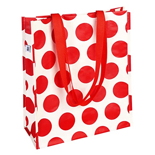 Rex London - Spotlight Dots - Bolsa de la compra, reutilizable, plegable., Red On Cream, Länge: 34 cm, Höhe: 40 cm, Breite: 15 cm Cover