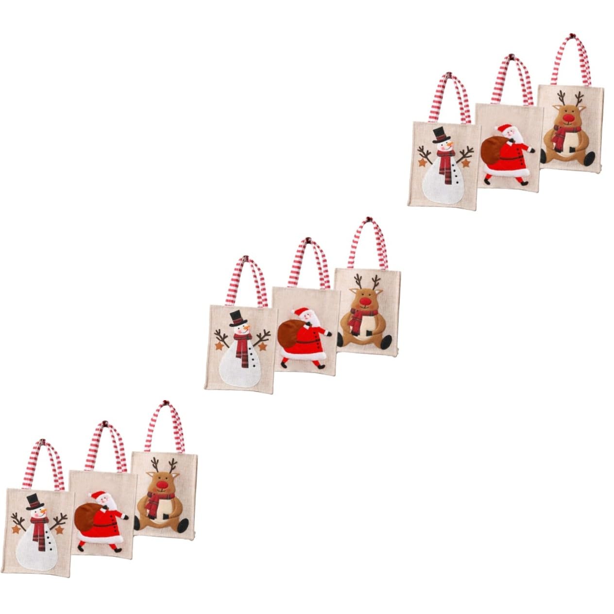 FRCOLOR 9pezzi Sacchetti Di Stoffa Natalizi Eleganti Borse Per Feste Di Natale Con Design Adorabile Per Dolci e Regali Atmosfera Calda e Accogliente Per Tue Celebrazioni Natalizie