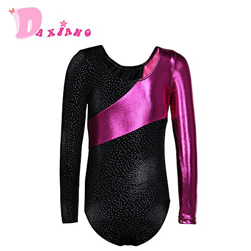 Daxiang DX071-BLACK-130 Long Sleeves Rainbow Stripes Starry Sky Dancing Athletic Leotard thumb #1