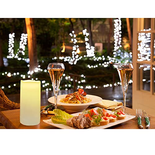 Image of 7 inch Outdoor Battery Operated Candle Waterproof Led Pillar Lights Flickering Flameless Candles with Timer Realistic Fake Electric Pillars for Lantern Garden Wedding Halloween Christmas Decorations,White