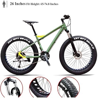 27-Gang-Mountainbikes, Profi 26 Zoll Adult Fat Tire Hardtail Mountainbike, Alurahmen Vorderachsfederung All Terrain Fahrrad, C – Bild 3