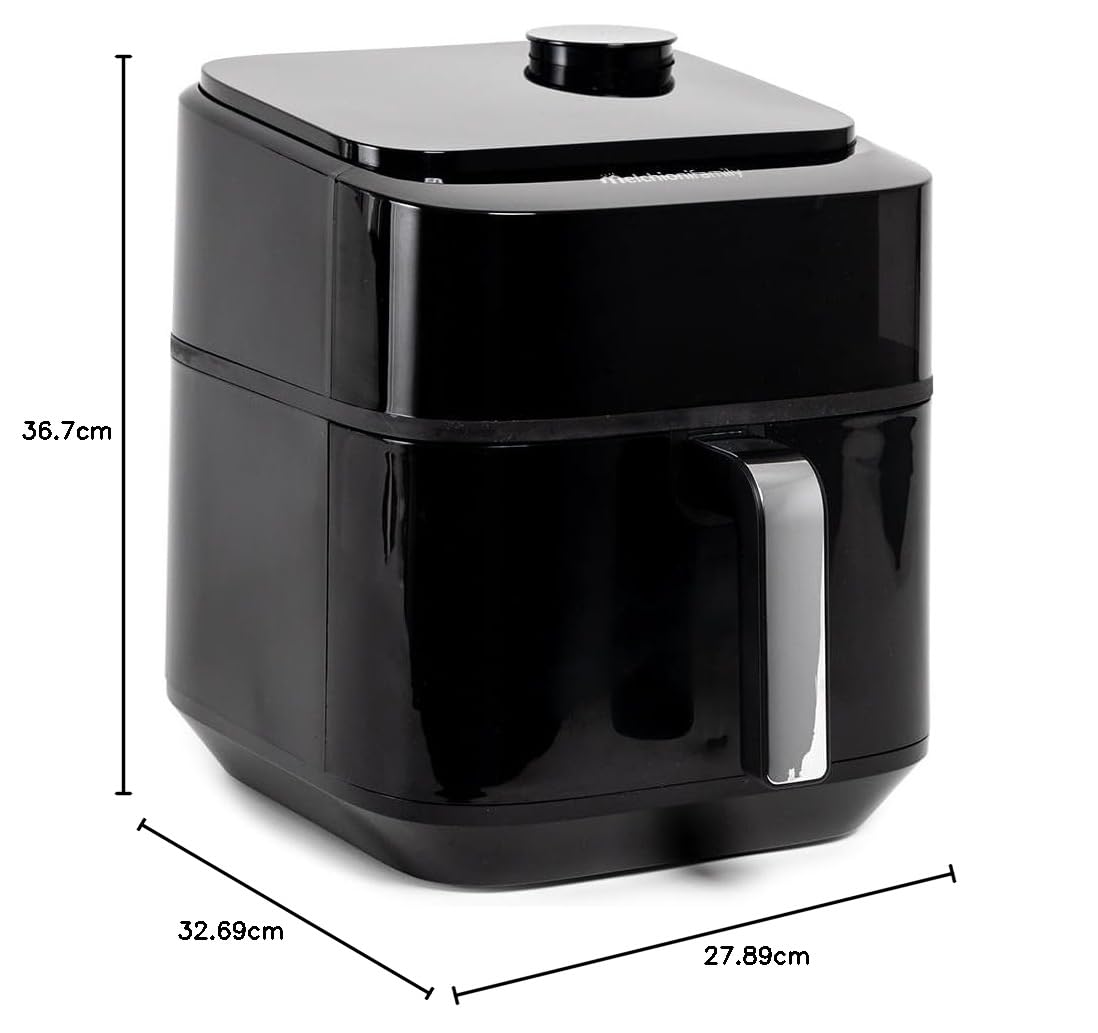 Frytkownica Melchioni Family z miękką parą, podwójna rezystancja, pojemność 6,5 l, cyfrowy wyświetlacz i 8 zaprogramowanych programów, cicha, regulowana temperatura 80-200°C, timer 60 min,