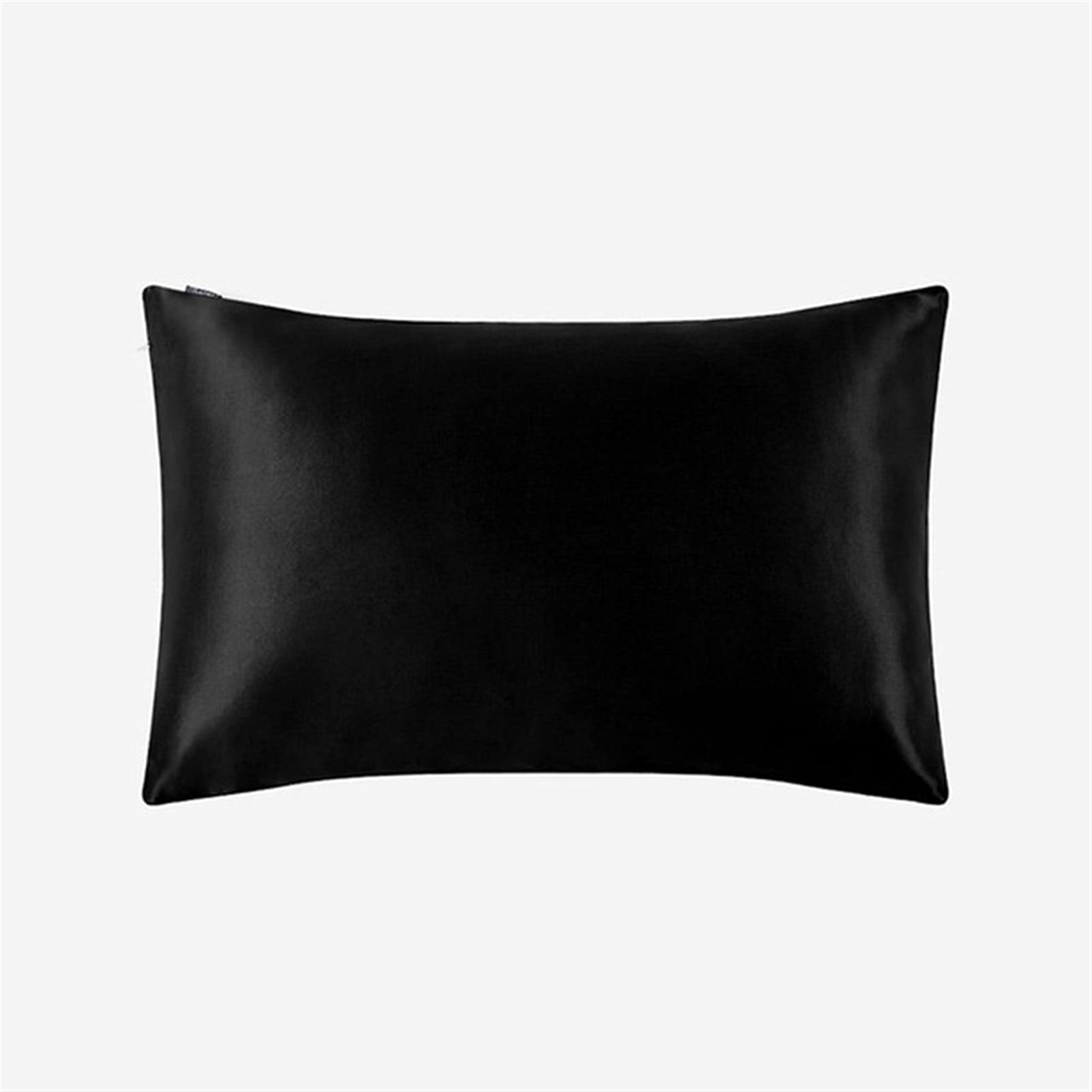 Fundas de Almohada Funda de Almohada de Seda Pura Natural para el Cabello con Cremallera 50x60cm Caja de Almohada de Textiles para el hogar (Color : Black, Size : 50x75cm)