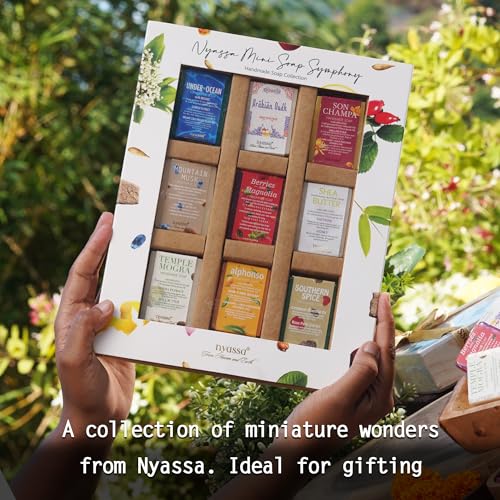 Image of NYASSA Mini Soap Symphony Handmade Soap Collection 25g | For Birthday Gift & Anniversary To Pamper Your Loved Ones For All Occasion | Handmade Soaps | Natural Ingredient, No Parabens | Pack of 9