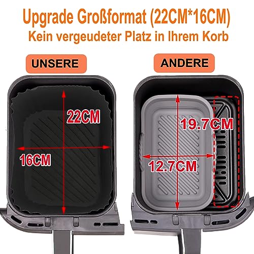 Heißluftfritteuse Zubehör Kompatibel für Ninja AF300EU 7,6L, COSORI 8,5L, cookwise Devology Cecotec 9L, Balter Innsky Doppel Fritteusen, 6PCs Zubehörset Mit Airfryer Silikonform, Grillrost, BPA-frei – Bild 5