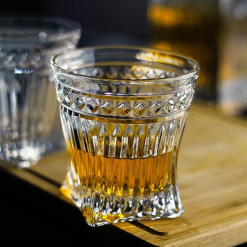 Luxu 2HO0911-JJ-2946 Whiskey Glasses(Set Of 6)-9 Oz Vertical Stripes Scotch Glasses,Premium Old Fashioned Glasses,Clear Crystal Bourbon Rock Glasses,Large Bar Glasses,Unique Glassware Tumblers thumb #3