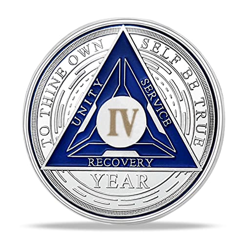 Image of Imasoner 4 Year Sobriety Coin AA Medallion Anniversary Chip Alcoholics Anonymous Recovery Token Gift for Men & Women