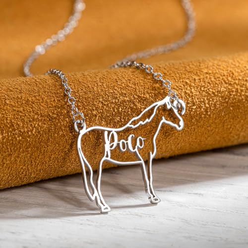 Ailin Personalized Sterling Silver 925/Brass Custom Horse Name Necklace - Horse Pendant For Her2