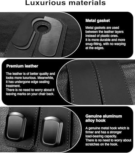Image of FRONTED 2 Pack Car Seat Headrest Double Hooks Leather Car Back Seat Headrest Hooks for Purses, Bags and Handbags, Car Organization Accessories
