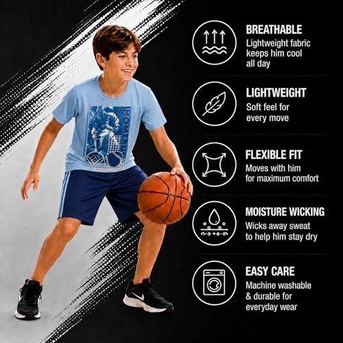 Image of Pro Athlete Active Boys Short Sets - 3 Piece Performance Short Sleeve T-Shirt and Dry Fit Shorts - Boys Athletic Sets (8-16)
