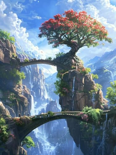 Kit para pintar por números adultos de puente y árbol para combatir el estrés diario