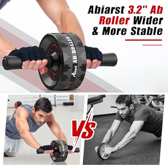Ab Roller Wheel, Abs Workout Equipment for Abdominal & Core Strength Training, Home Gym Exercise Wheels for Men Women, with Knee Pad Accessories