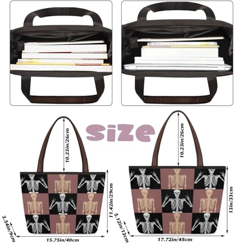 Latticework Skull Mans Tote Bag Multi Pocket Zippered Beach Bag Lightweight Waterproof Handbag3