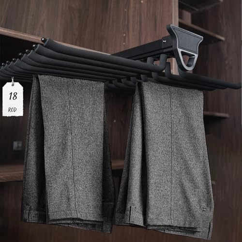 Pull Out Trousers Rack 18 Arms Steel Pull Out Pants Rack Sliding...