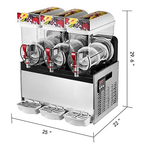 Happybuy 110V Commercial Slushy Machine 15L x 3 Tank Frozen Drink Machine 500W Commercial Margarita Machine Stainless Steel Suitable for Supermarkets Cafes Restaurants Snack Bar - Thumbnail 7