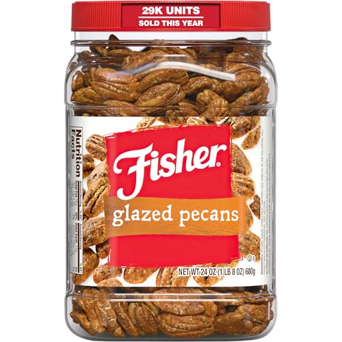 Fisher Snack Glazed Pecans Candied, 24 oz (Pack of 1), Junior Mammoth Candied Pecans, Perfect for Gifting or Personal Enjoyment, Crunchy, and Irresistibly Sweet