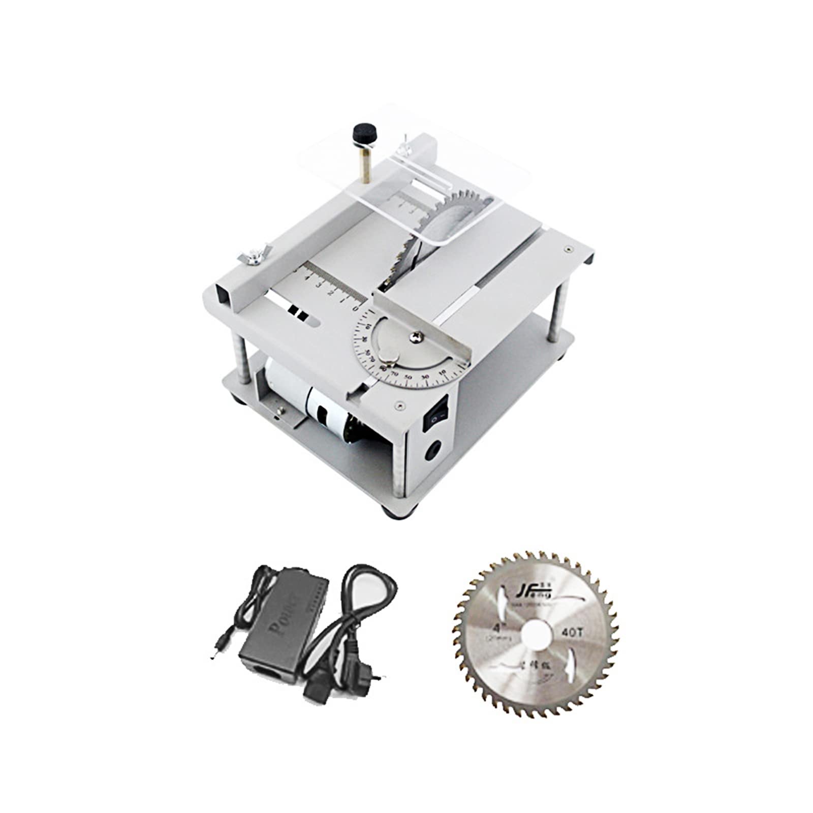 Przenośna stołowa piła stołowa, wielofunkcyjna piła stołowa 150 W, mini piła stołowa z brzeszczotem z regulowaną prędkością Regulacja kąta Głębokość cięcia 40 mm do cięcia drewna, tworzywa sztuczneg