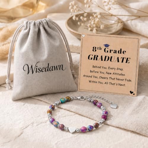 Image of Gifts for Women & Girl, Healing Natural Stone Beads Heart Bracelets with Quote Card, Back to School Valentines Mothers Day Graduation Christmas Birthday Gifts