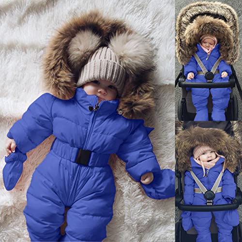 Newborn Infant Baby Snowsuits One 𝗣iece Overall Hoodie Jumpsuit Boys Girls Winter Warm Padded Snow Outfit for Girls2