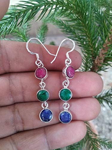 Ruby Earrings, Emerald Earrings, Sapphire Earrings, Sterling Silver Earrings, Engagement Earrings, July Birthstone, Wedding Gift, Handmade Ruby Jewelry, Bridesmaids Earrings, Promise Earrings, Jewelry