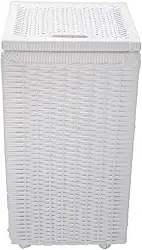 Cesto roupa suja roupeiro fibra sintetica junco branco 30x30x57