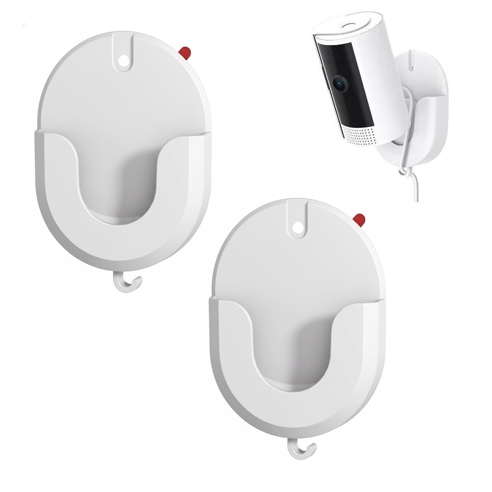 Thfaeyta 2 Pack Ring Indoor Camera Mount, No Drill Wall Bracket for Ring Camera Indoor, Adhesive Security Camera Holder Compatible with Ring Indoor Cam 2nd Gen/Outdoor 4th Gen/Mini 2 (White)