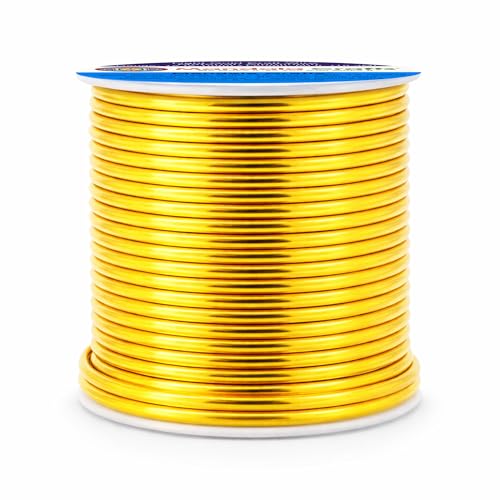 Image of Mandala Crafts 12 Gauge Light Gold Tone Anodized Aluminum Craft Wire 60 FT | Colored, Flexible, Bendable, for Bonsai, Armature, Sculpting, Wire Wrapping, Jewelry Making, Weather & Tarnish Resistant