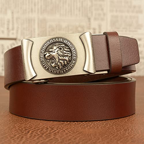 Leather Ratchet Belt With Wild Animal Automatic Buckle - Adjustable Western Strap For Dress Jeans Suits4