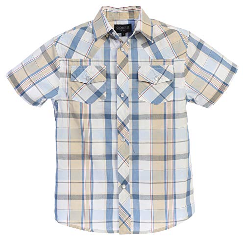 Image of Gioberti Boys Casual Western Plaid Pearl Snap-on Buttons Short Sleeve Shirt
