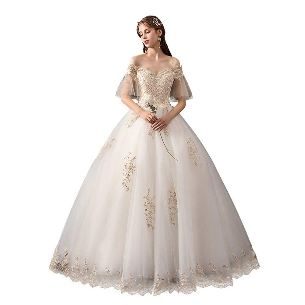 Vestido de novia para mujer, mangas de tul, vestido largo de fiesta, elegante vestido de noche, cóctel, fiesta formal, falda esponjosa, bonito vestido (color: blanco, talla: XX-Large) (blanco XXL)