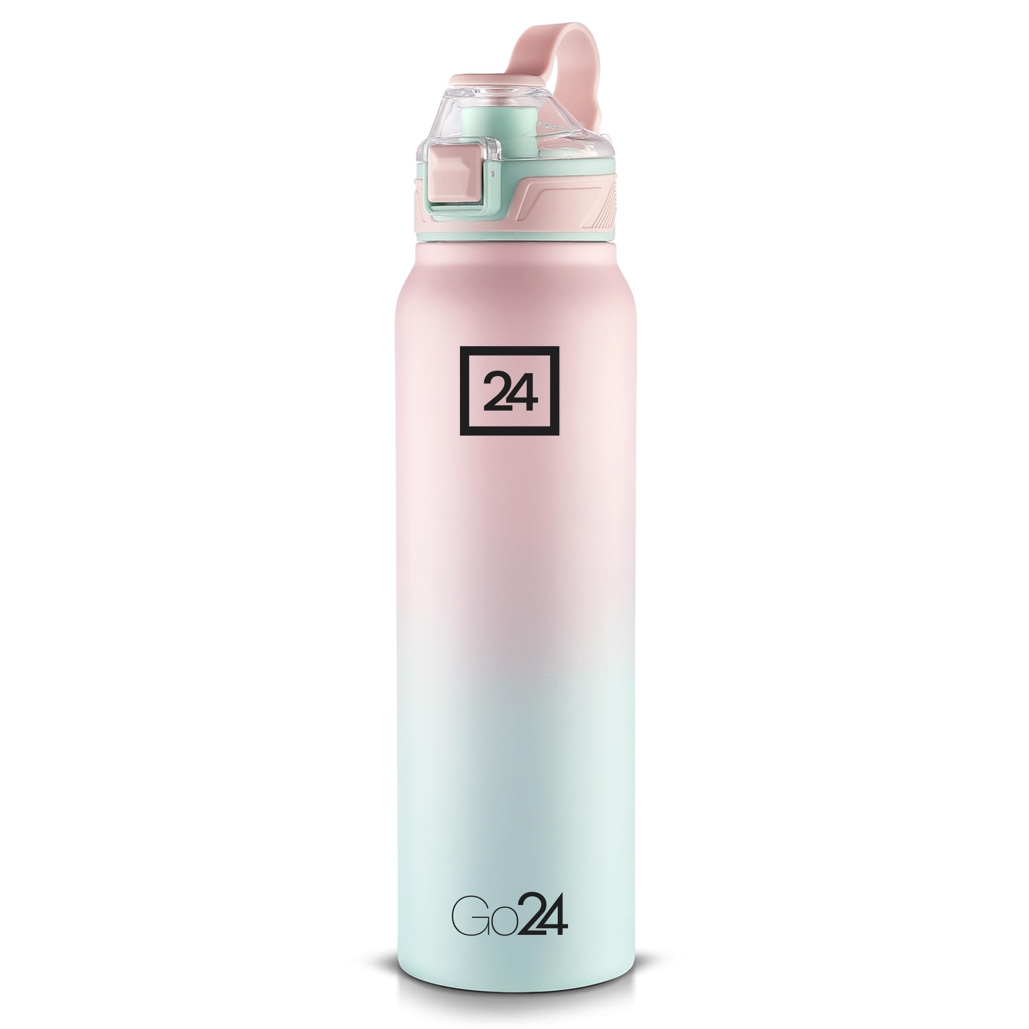 Pexpo Go24 Amaze 1000 ISI Certified Stainless Steel Vacuum Insulated Flask - 940ml | Double Wall | Flip Top Cap | Hot & Cold Water Bottle for Adults | Ideal for Home, Office, Gym, Outdoor - Pink&Green
