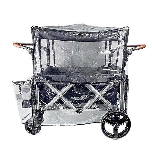 Image of Big Size Rain Cover for Stroller, Mosquito Net for Trolley Cart, 2in1 Big Cover with Window for Picnic Camping Wagon Stroller Waterproof Windproof Accessories (Cart Not Included)