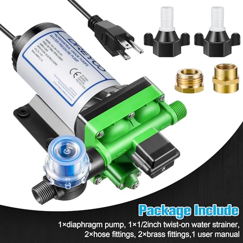 Dreyoo Upgraded 110V AC Water Diaphragm Pressure Pump, 5.5GPM 70PSI Self RV Priming Water Pump with Plug and Switch, Revolution Pump for Water Transfer Pressure Booster Camper with 2 Brass Connectors by Dreyoo - Image 7