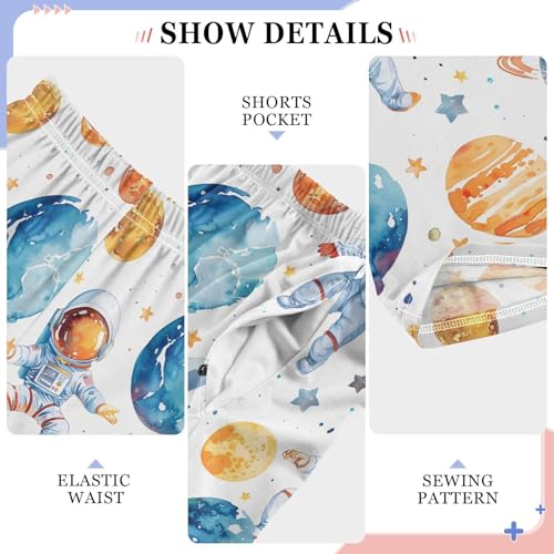 ALAZA Astronaut Planet Pajamas Bottoms with Pockets Comfy Pjs Sleepwear Elastic Waistband Pajamas Pants Lounge Pants for 6-14 Years4