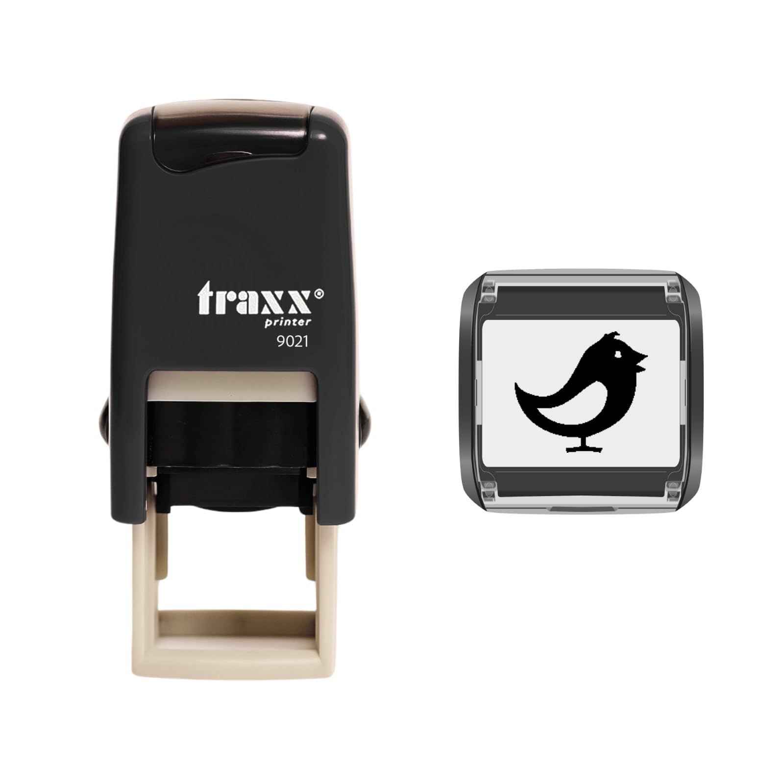 Traxx 9021 Loyalty Card Self Inking Rubber Stamp Bird Sanctuary Reserve Zoo Pets *A Black Bird Design*