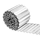 Garden Edging 6m, 20cm Tall Corrugated Galvanised Steel Lawn Edging, Flexible Landscape Edging for Plant Border, Flower Bed Edge, Tree Surrounds, Silver