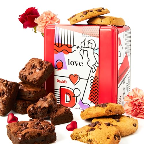 David’s Cookies Gluten-Free Assorted Cookies And Brownies 2Lbs – Comes In A Beautiful Love-Themed Tin Gift Box – Delicious Gourmet Food Gift For Loved Ones, Friends And Family