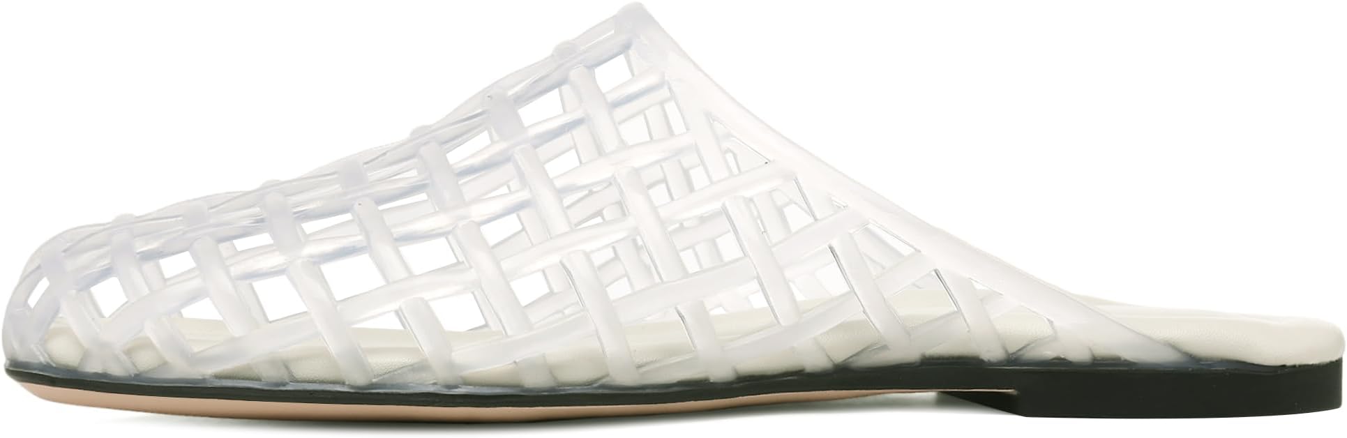 Clear Jelly Shoes for Women Slip on Jelly Mesh Slides Comfortable Closed Toe Flats Sandals Summer Beach Slippers.