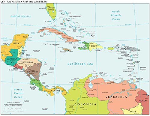 VintPrint Map Poster - Central America and The Caribbean 18.5