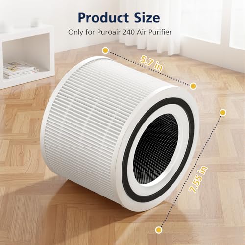 Image of 240 Filter Replacement for Puroair 240 Air Purifier, 240 Filter for Puro, High-efficiency Activated Carbon, 4 Pack, White