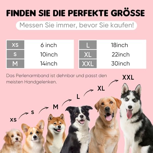 Hundehalsband Personalisiert mit Namen, Niedliches Hundehalsband Perlen für Hunde und Katzen, Dekorative Hundehalskette für Den Hundegeburtstag, Kostenlose passende Freundschaft Armband Hund Kragen